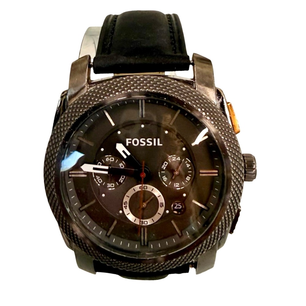 Fossil FS4777 Oversized 45mm Gunmetal Watch New Crystal Leather Band